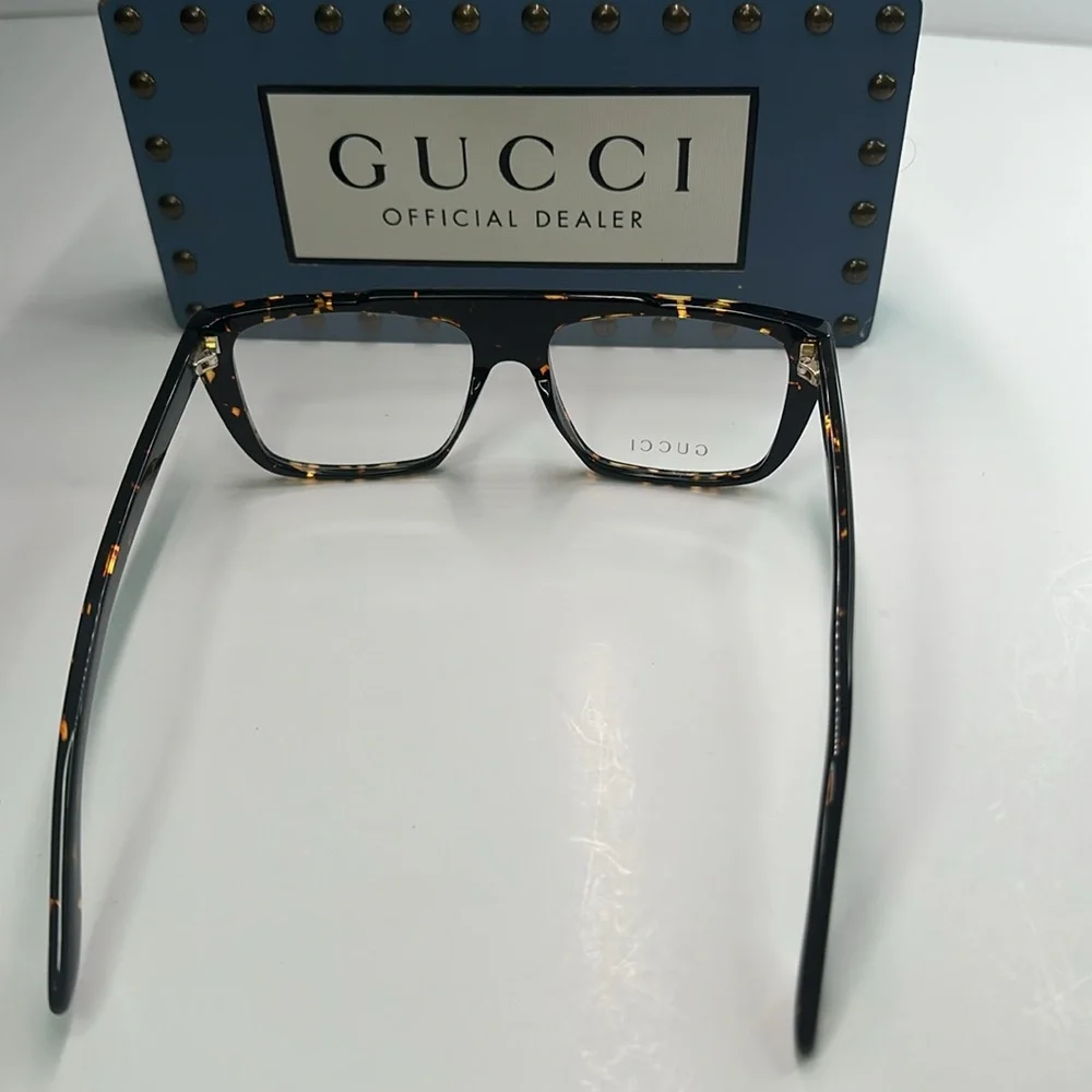 New Authentic Gucci GG10400 002 Havana Rectangular Optical Glasses: